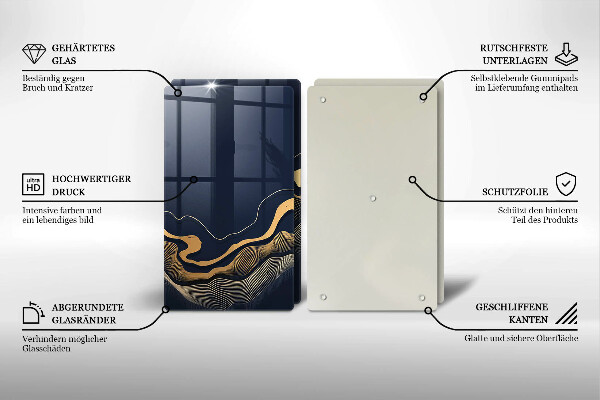 De vidrio templado Líneas doradas abstractas