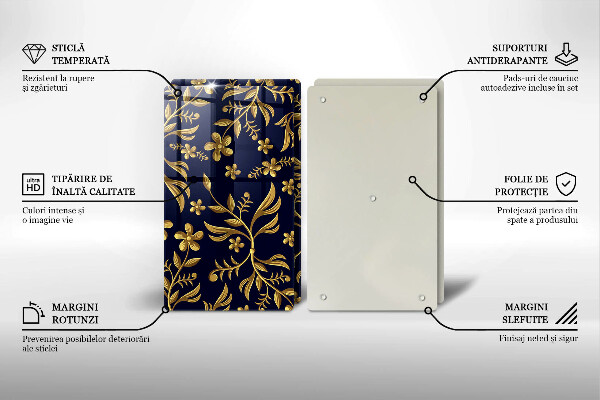 De vidrio templado Motivo de flor dorada