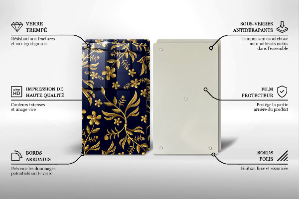 De vidrio templado Motivo de flor dorada