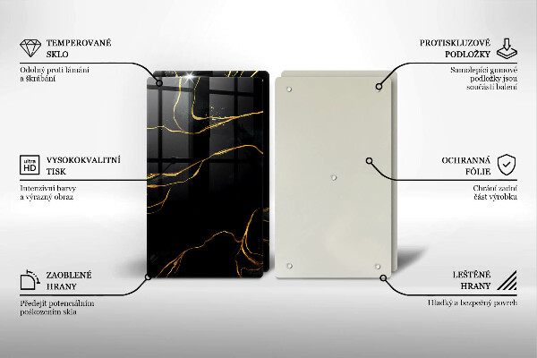 De vidrio templado Mármol negro