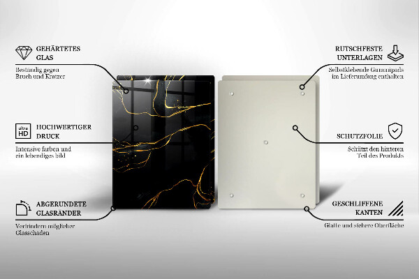 De vidrio templado Mármol negro