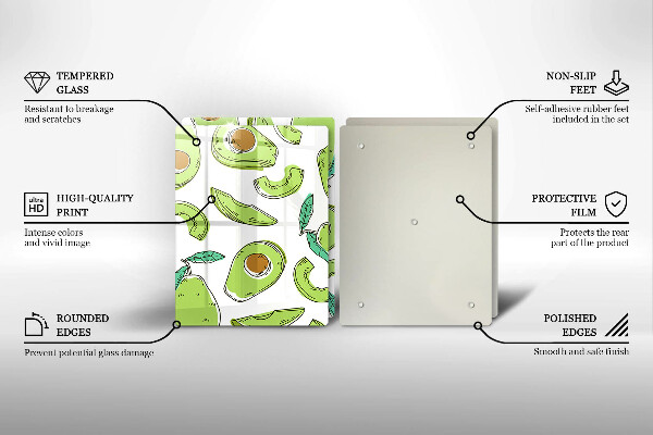 De vidrio templado Aguacate y pera