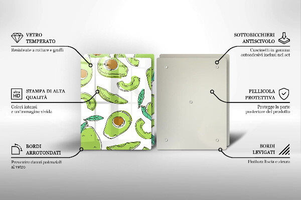 De vidrio templado Aguacate y pera