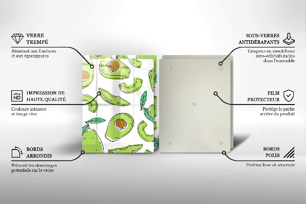 De vidrio templado Aguacate y pera