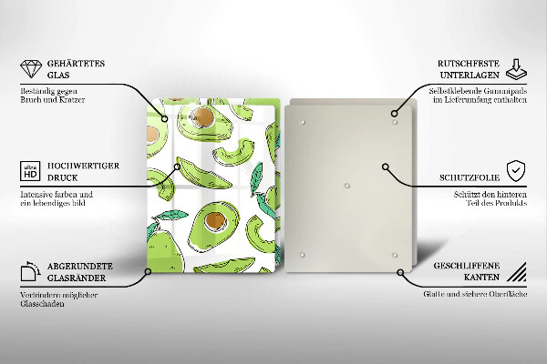 De vidrio templado Aguacate y pera