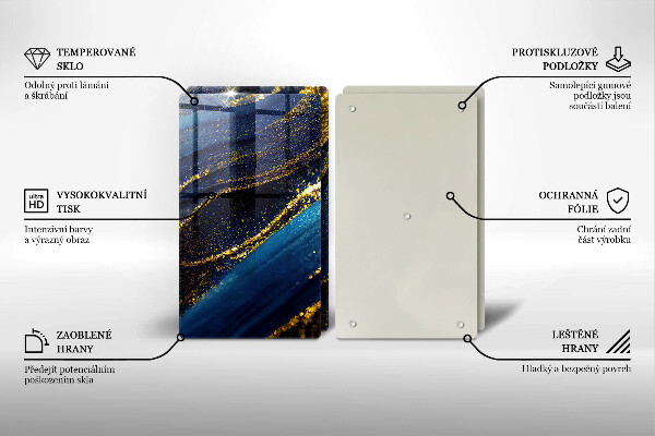 De vidrio templado Abstracción azul marino