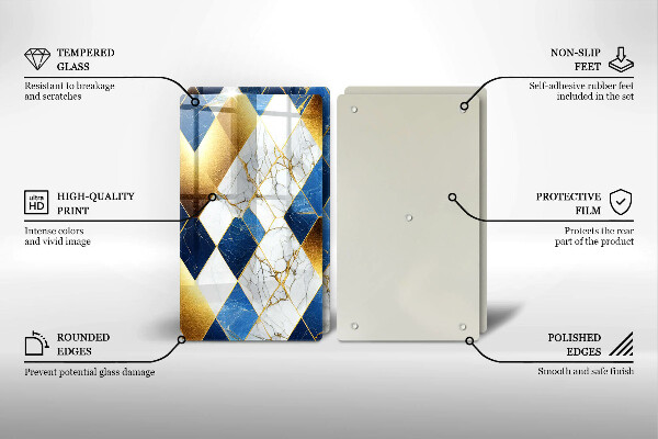 De vidrio templado Rombos de mármol dorado