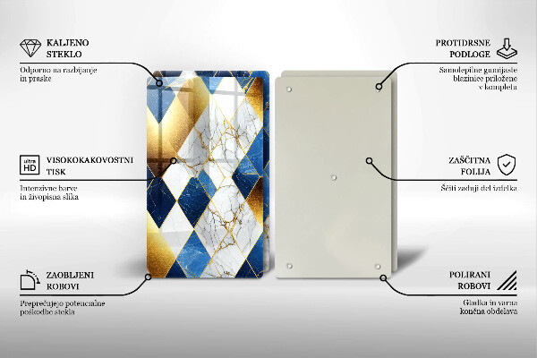 De vidrio templado Rombos de mármol dorado