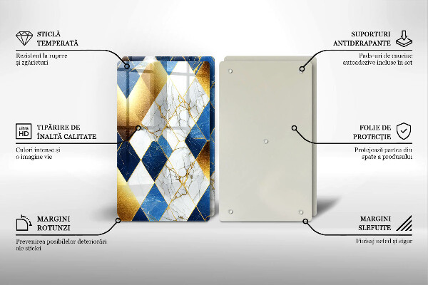 De vidrio templado Rombos de mármol dorado