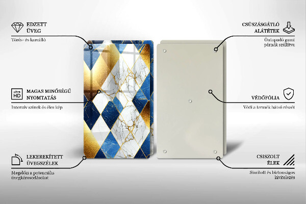 De vidrio templado Rombos de mármol dorado