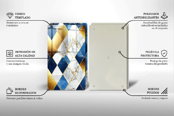 De vidrio templado Rombos de mármol dorado