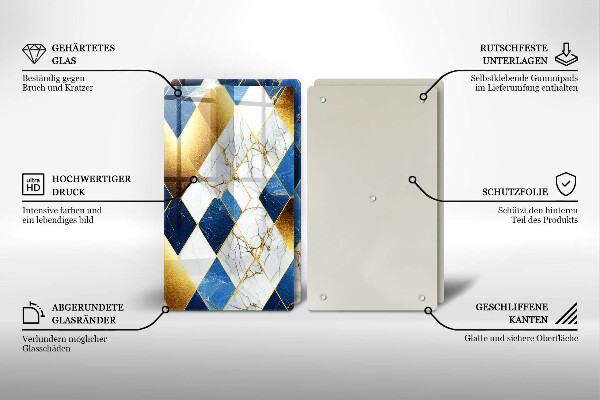 De vidrio templado Rombos de mármol dorado