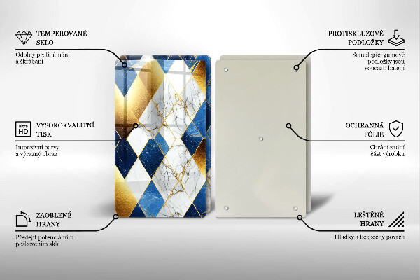 De vidrio templado Rombos de mármol dorado