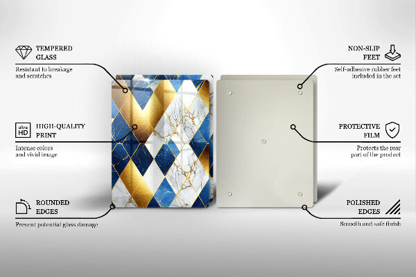 De vidrio templado Rombos de mármol dorado