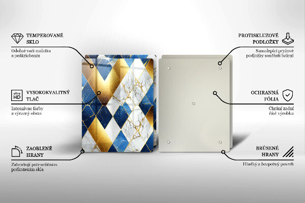 De vidrio templado Rombos de mármol dorado