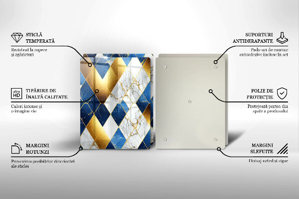 De vidrio templado Rombos de mármol dorado