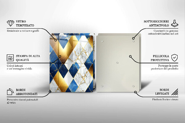 De vidrio templado Rombos de mármol dorado