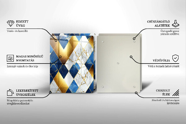 De vidrio templado Rombos de mármol dorado