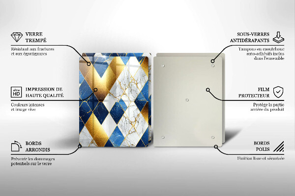 De vidrio templado Rombos de mármol dorado