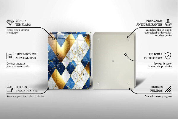 De vidrio templado Rombos de mármol dorado