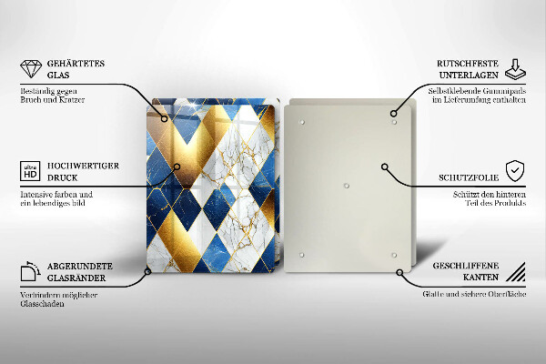 De vidrio templado Rombos de mármol dorado