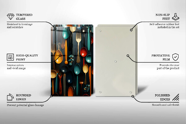 De vidrio templado Cucharas y tenedores de colores