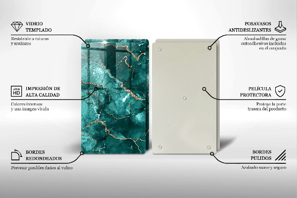 De vidrio templado Mármol azul