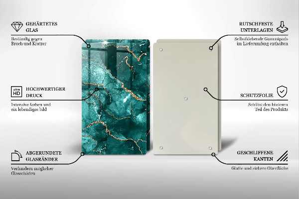 De vidrio templado Mármol azul