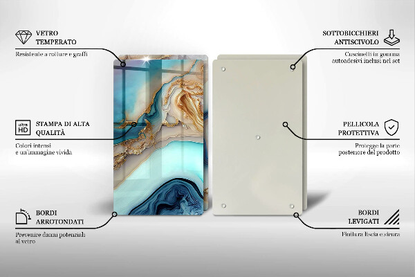 De vidrio templado Mármol multicolor