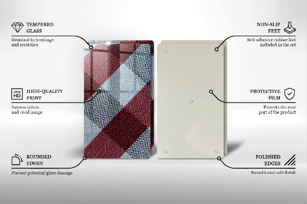 De vidrio templado Patrón de cuadros rojos y blancos