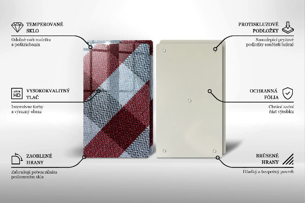 De vidrio templado Patrón de cuadros rojos y blancos