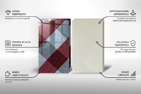 De vidrio templado Patrón de cuadros rojos y blancos