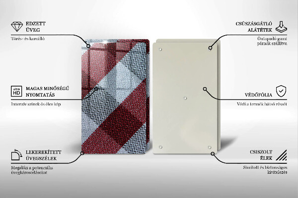 De vidrio templado Patrón de cuadros rojos y blancos