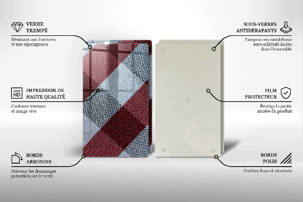 De vidrio templado Patrón de cuadros rojos y blancos