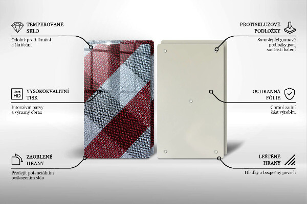 De vidrio templado Patrón de cuadros rojos y blancos