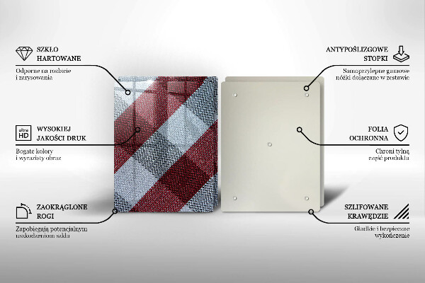 De vidrio templado Patrón de cuadros rojos y blancos