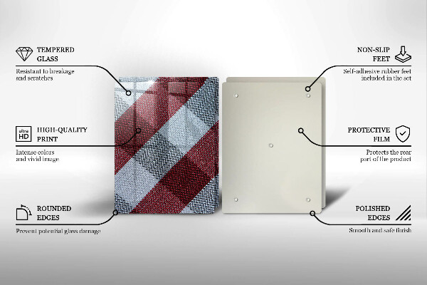 De vidrio templado Patrón de cuadros rojos y blancos