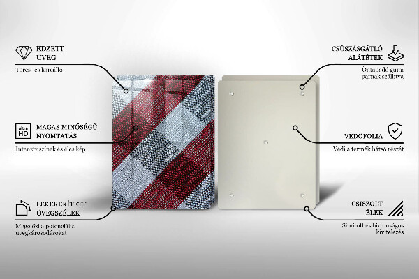 De vidrio templado Patrón de cuadros rojos y blancos