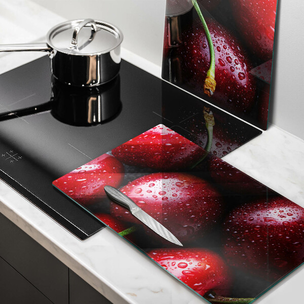 De vidrio templado Primer plano de cerezas