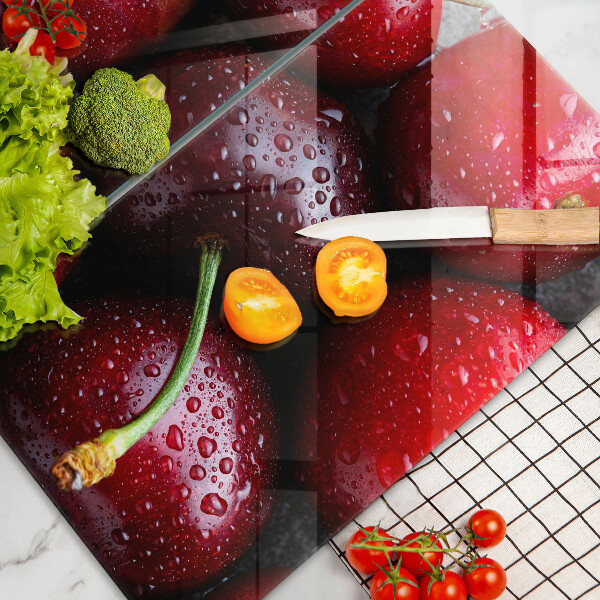 De vidrio templado Primer plano de cerezas