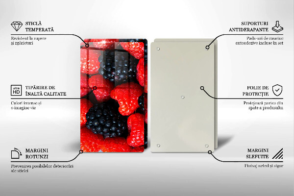 De vidrio templado Frambuesas y moras