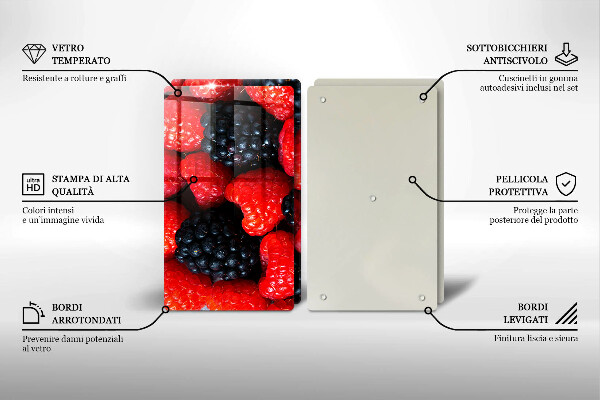 De vidrio templado Frambuesas y moras