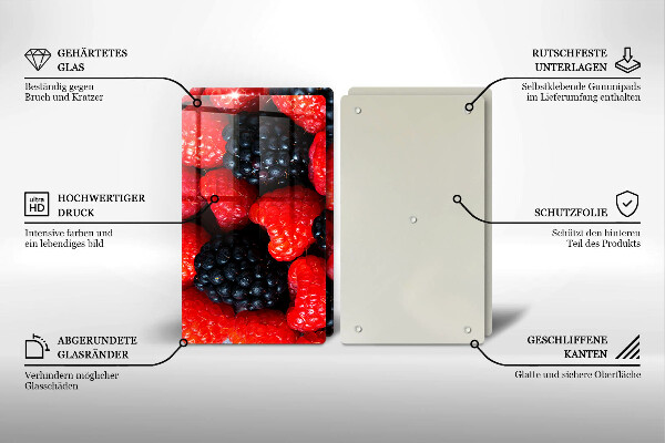 De vidrio templado Frambuesas y moras
