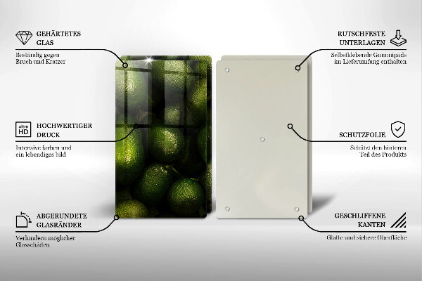 De vidrio templado Fruta de aguacate