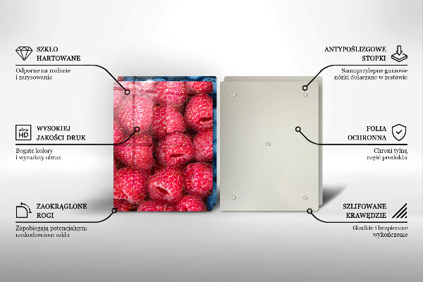 De vidrio templado Frutas de frambuesa y arándanos