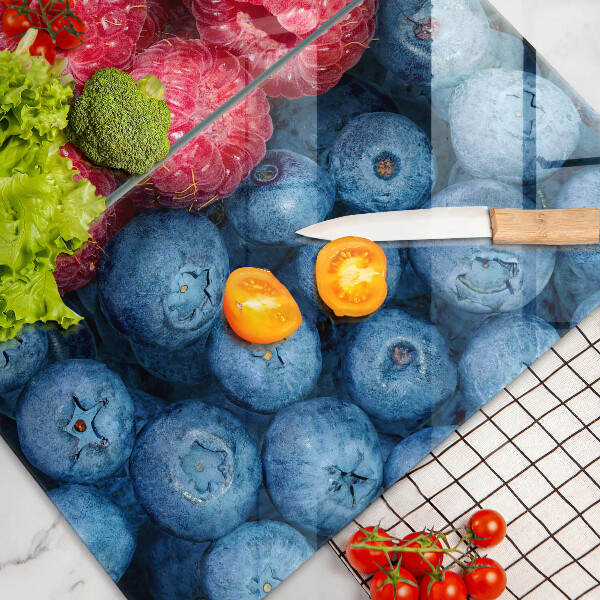 De vidrio templado Frutas de frambuesa y arándanos