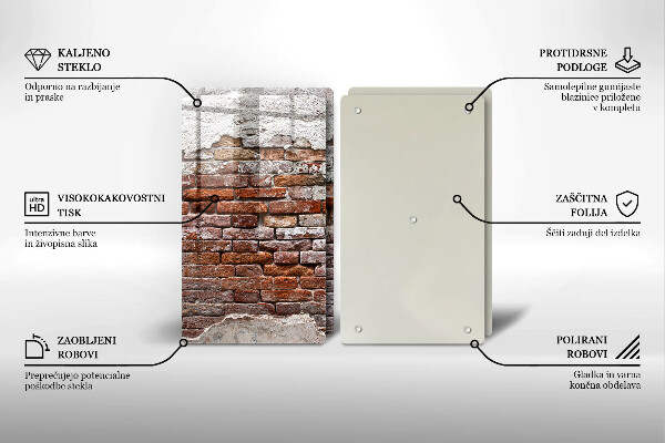 De vidrio templado Viejo muro de ladrillo y hormigón