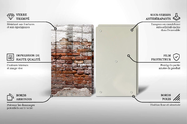 De vidrio templado Viejo muro de ladrillo y hormigón