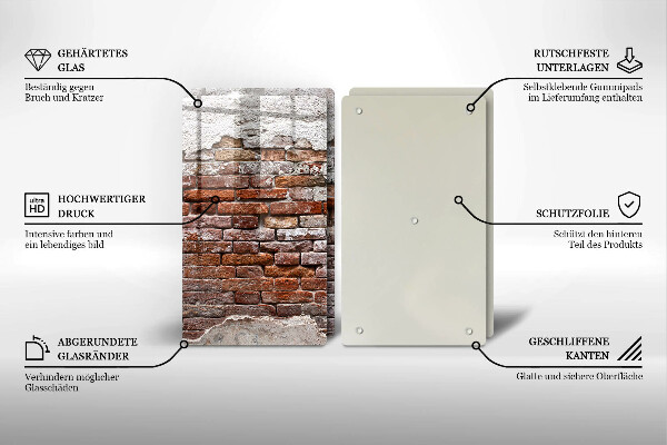 De vidrio templado Viejo muro de ladrillo y hormigón