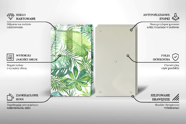 De vidrio templado Hojas boho acuarela